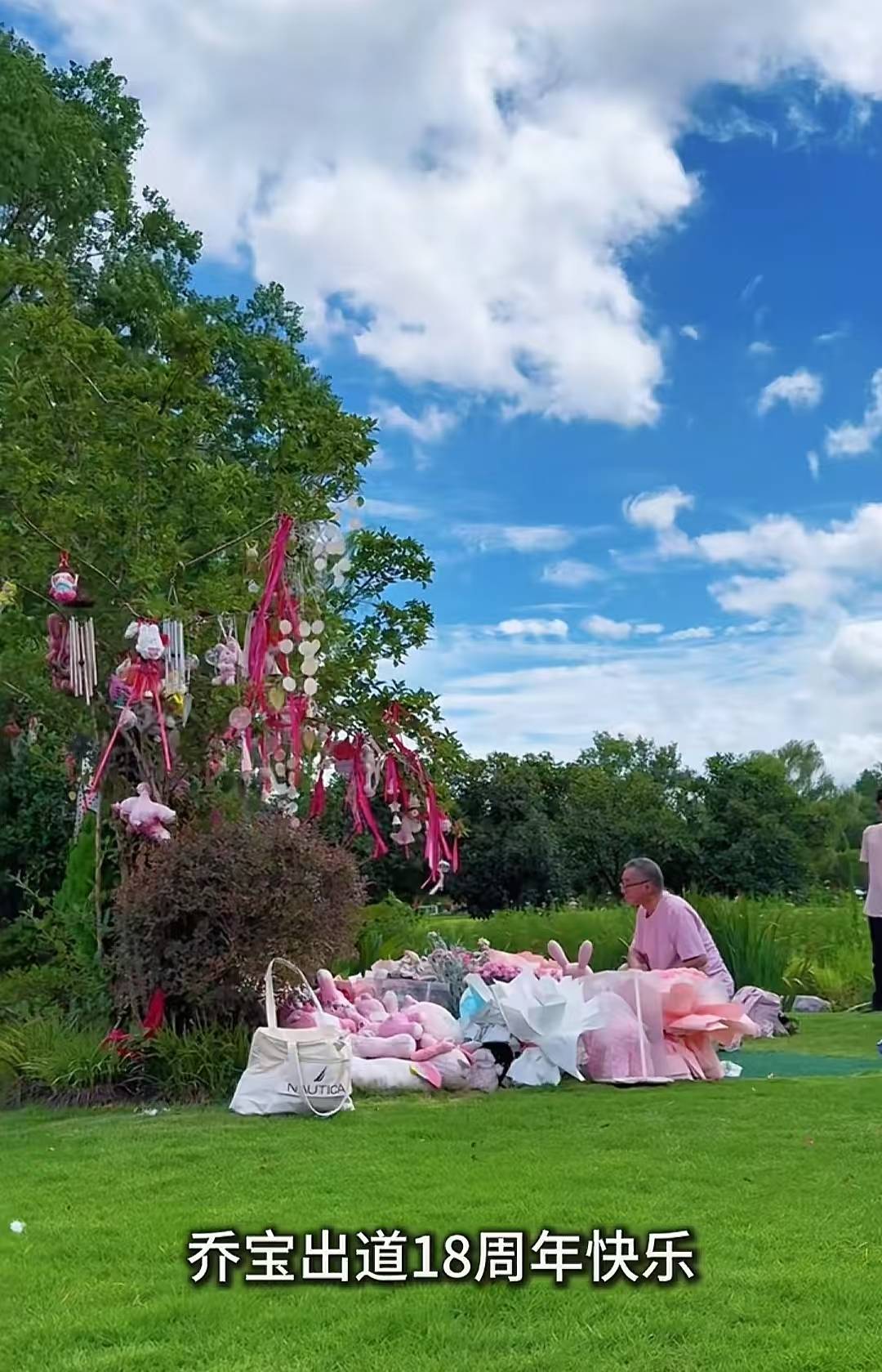 “喬寶出道18周年快樂” 喬任梁墓地被父母裝扮成粉色海洋:墓地
